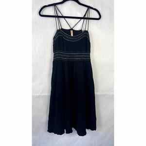 Anthropologie Maeve Strappy Summer Dress Black Womens Size 2 Cotton